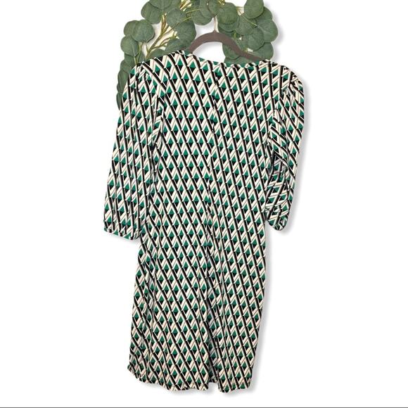 AGB Geometric Triangle Green Faux Wrap Dress Small - Picture 3 of 10